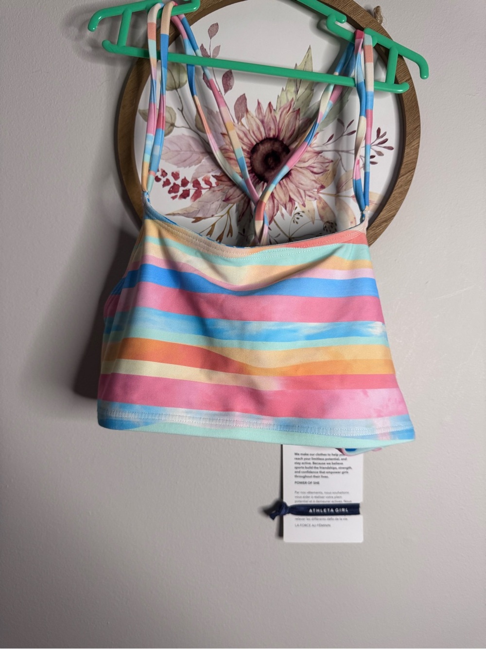 Athleta girl swim bikini Pastel Rainbow Striped Top 16